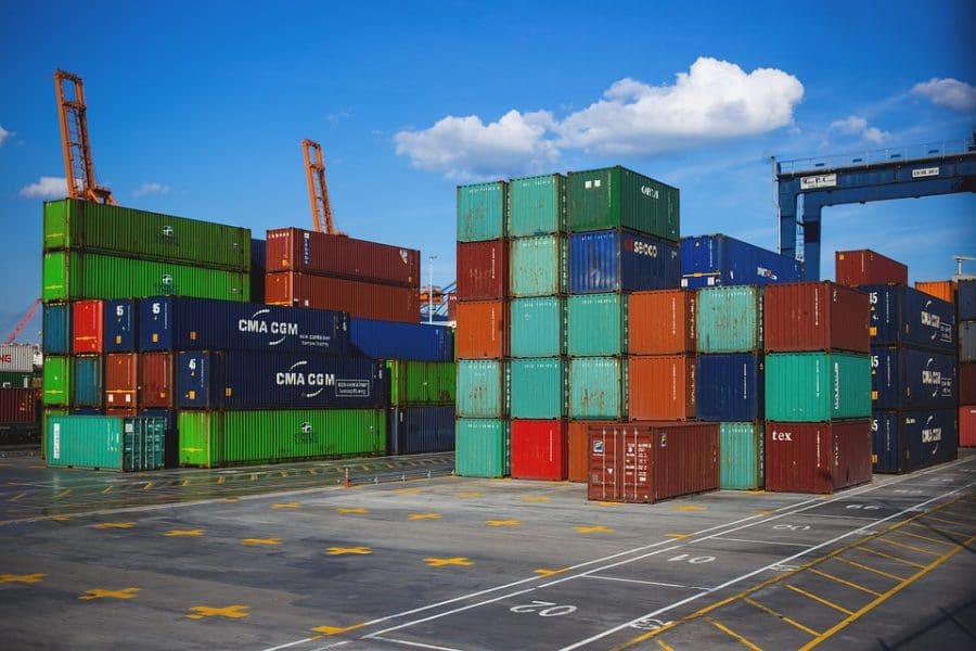 shipping containers moving overseas